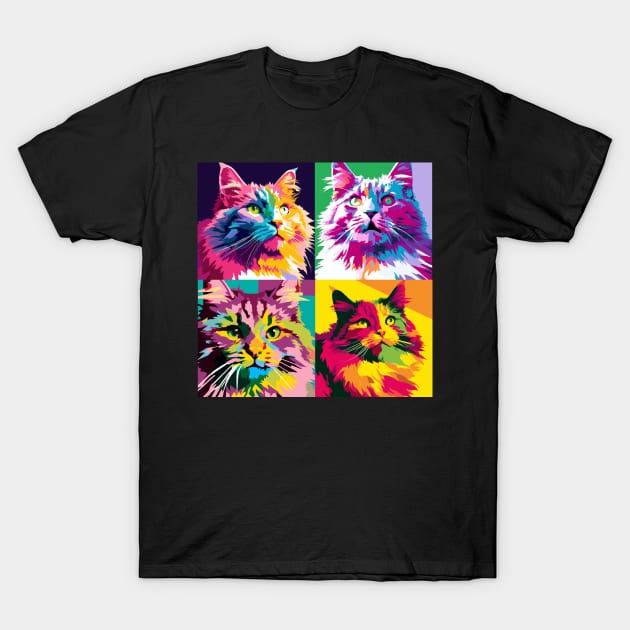 Norwegian Forest Cat Pop Art - Cat Lover Gift T-Shirt by PawPopArt